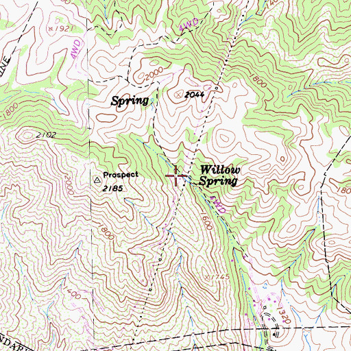 Topographic Map of Willow Spring, CA
