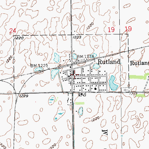 Topographic Map of Rutland City Hall, ND