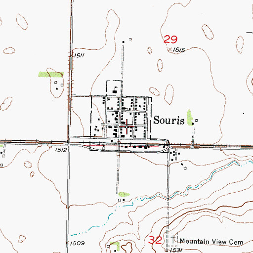 Topographic Map of Souris City Hall, ND