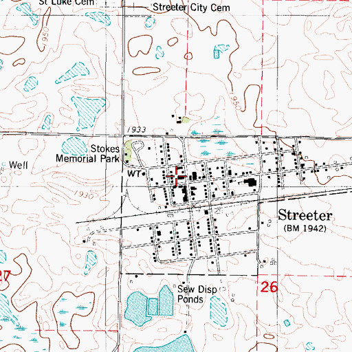 Topographic Map of Streeter City Hall, ND