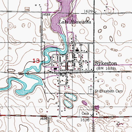 Topographic Map of Sykeston City Hall, ND