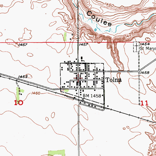 Topographic Map of Tolna City Building, ND