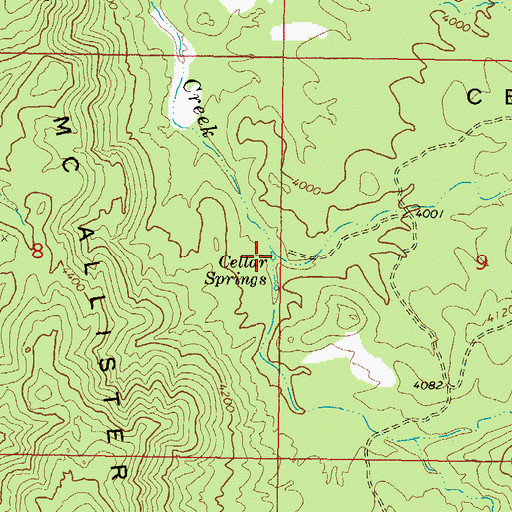Topographic Map of Cellar Springs, AZ