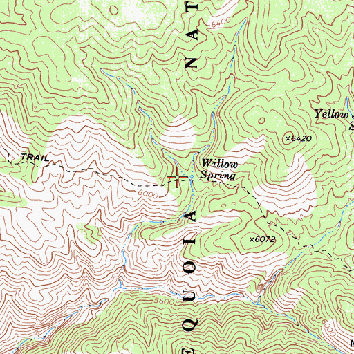 Topographic Map of Willow Spring, CA