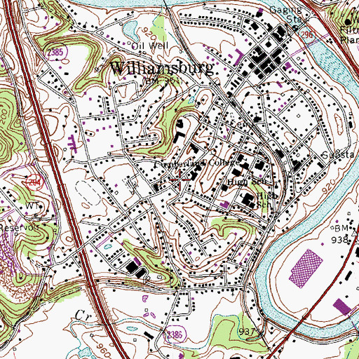 Topographic Map of Cumberland College Historical Marker, KY