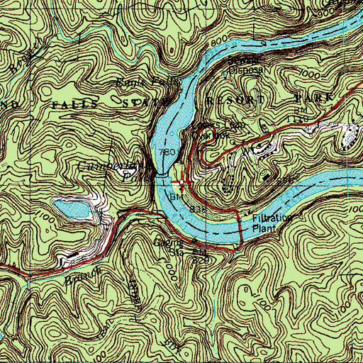 Topographic Map of Cumberland Falls Moonbow Historical Marker, KY