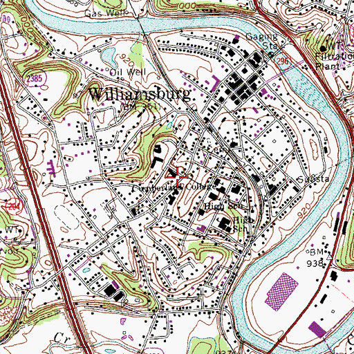 Topographic Map of Gillespie Hall Historical Marker, KY