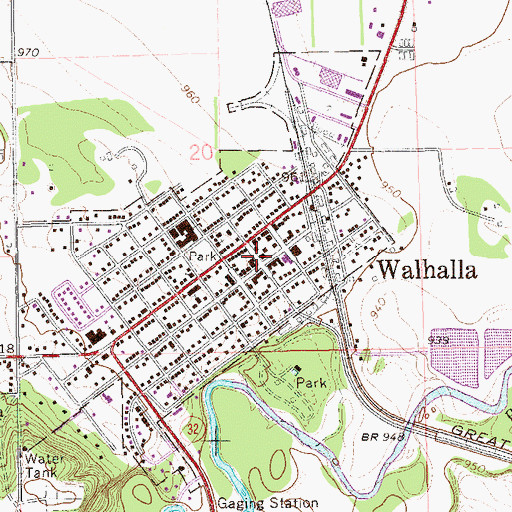 Topographic Map of Walhalla City Hall, ND