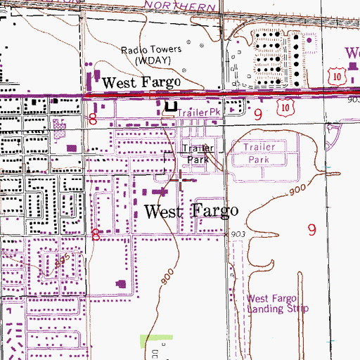 Topographic Map of West Fargo City Hall, ND