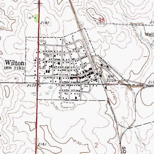 Topographic Map of Wilton City Hall, ND