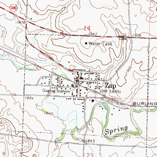 Topographic Map of Zap City Hall, ND