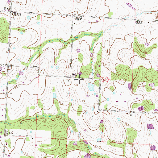 Topographic Map of Stony Point School (historical), MO