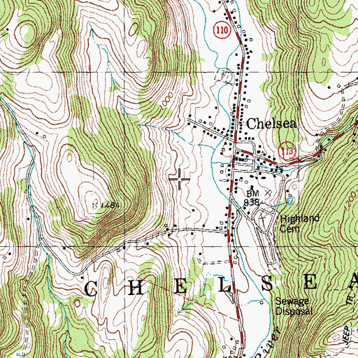 Topographic Map of Chelsea Census Designated Place, VT