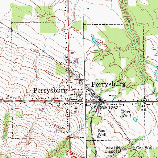 Topographic Map of Perrysburg Census Designated Place, NY
