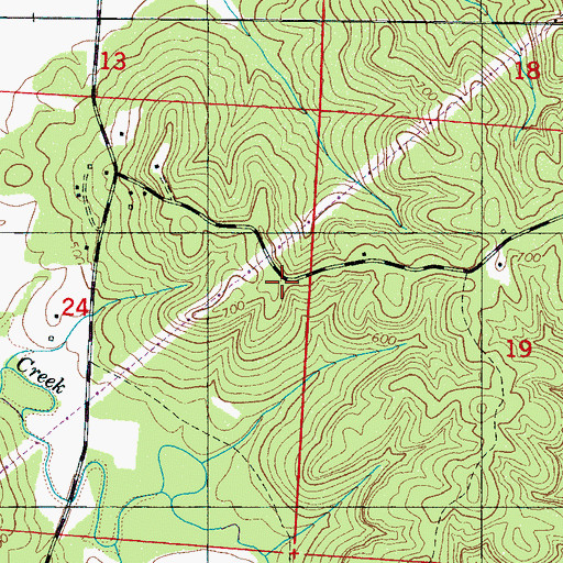 Topographic Map of Burns Family Cemetery, AL