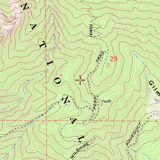 Topographic Map of Wilshire Peak Trail, CA