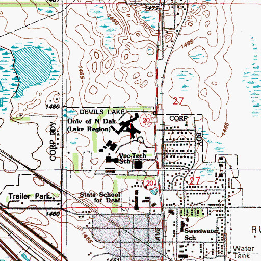 Topographic Map of Lake Region State College, ND