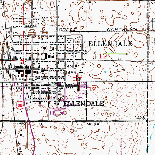 Topographic Map of Trinity Bible College, ND