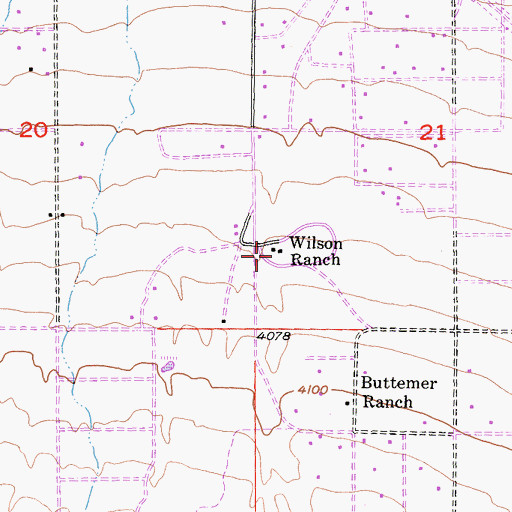 Topographic Map of Wilson Ranch, CA
