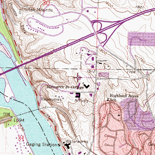 Topographic Map of Bismarck State College Library, ND