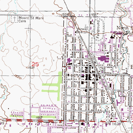 Topographic Map of Bottineau County Library, ND
