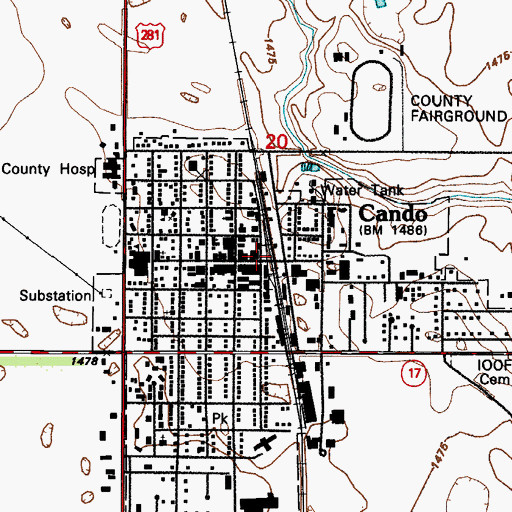 Topographic Map of Cando Community Library, ND