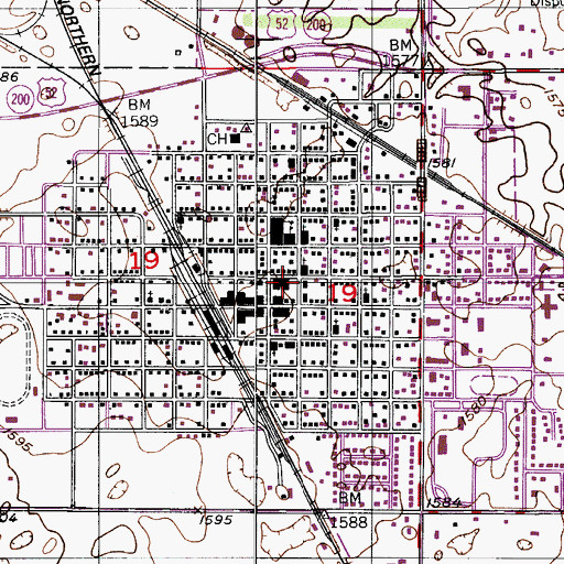 Topographic Map of Carrington City Library, ND