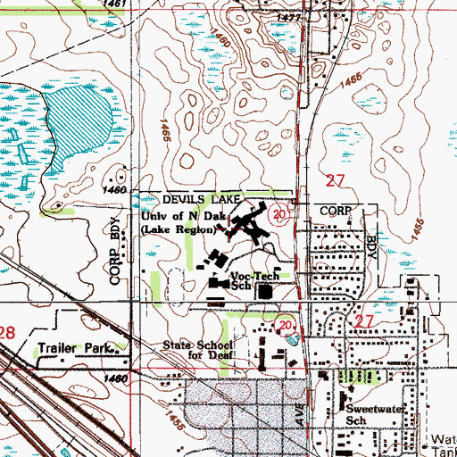 Topographic Map of Paul Hoghaug Library, ND