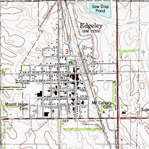 Topographic Map of Edgeley Public Library, ND
