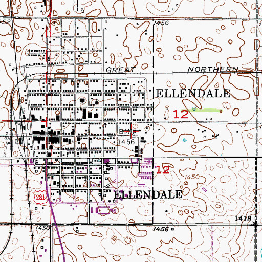 Topographic Map of Fred J Graham Library, ND