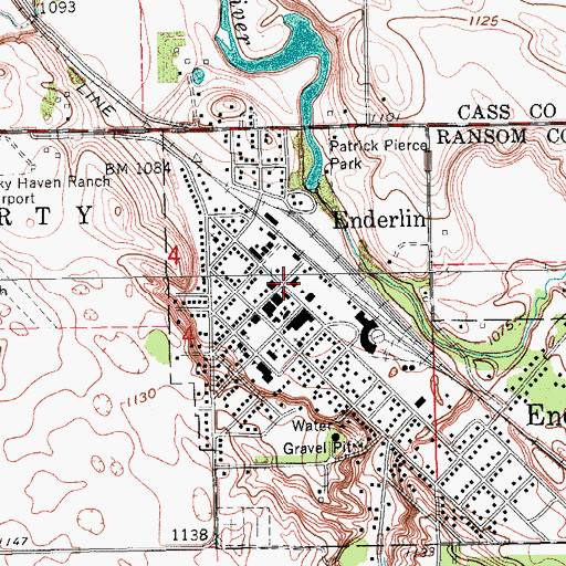 Topographic Map of Enderlin Municipal Library, ND