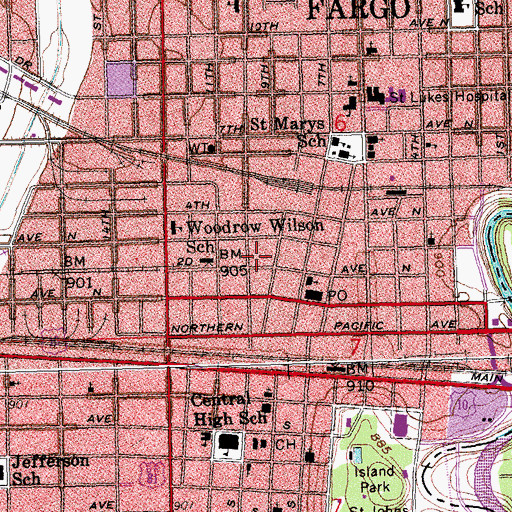 Topographic Map of Barry Hall Library, ND