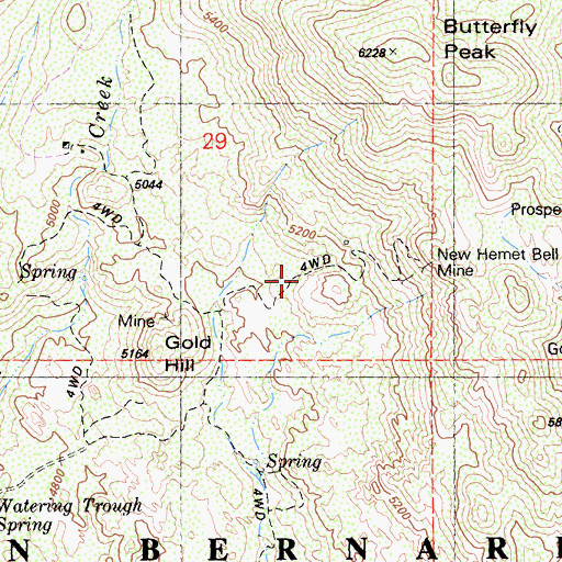 Topographic Map of Winchester Mine, CA