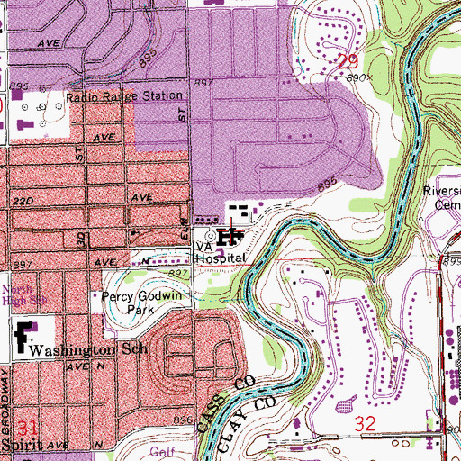 Topographic Map of Veterans Administration Medical Center Library, ND