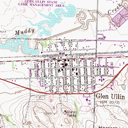 Topographic Map of Glen Ullin Public Library, ND