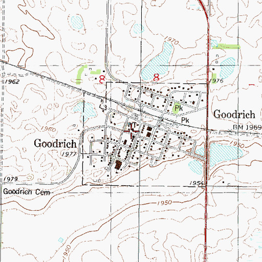 Topographic Map of Goodrich Public Library, ND