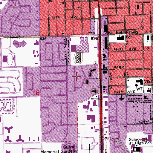Topographic Map of Grand Forks Public Library, ND