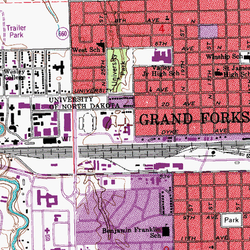 Topographic Map of Energy and Environmental Research Library, ND