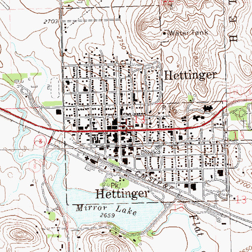 Topographic Map of Adams County Library, ND