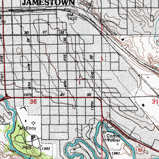 Topographic Map of Stutsman County Library, ND