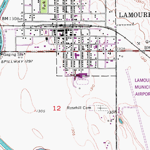 Topographic Map of LaMoure School and Public Library, ND