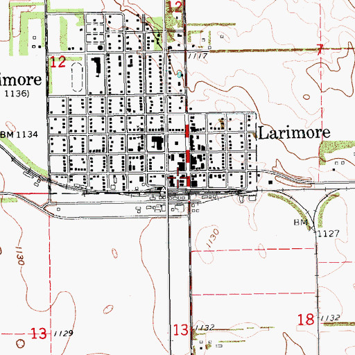 Topographic Map of Edna Ralston Public Library, ND