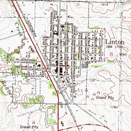 Topographic Map of Harry L Petrie Public Library, ND