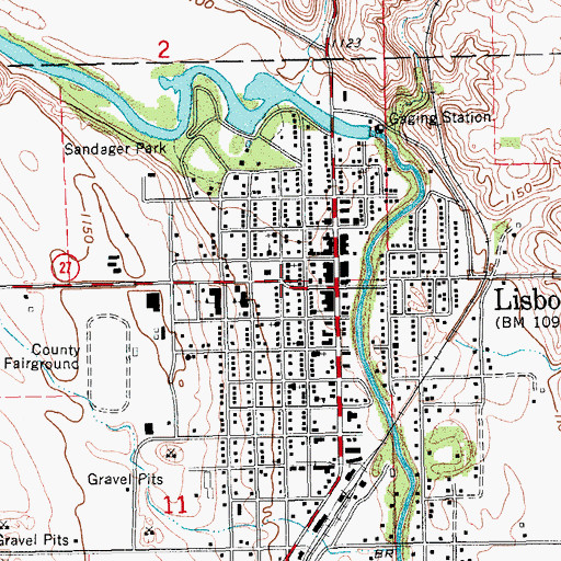 Topographic Map of Lisbon Public Library, ND