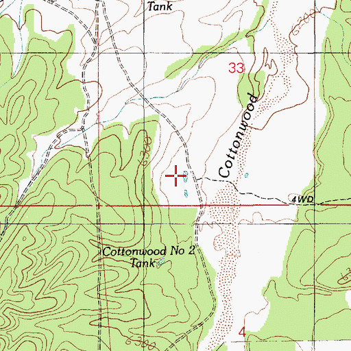 Topographic Map of Cottonwood Number One Tank, AZ