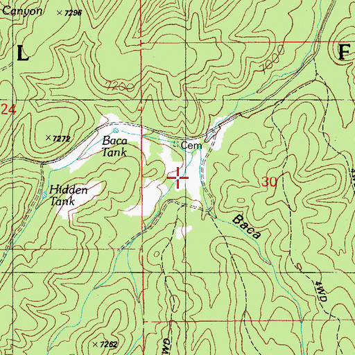 Topographic Map of Baca Meadow, AZ