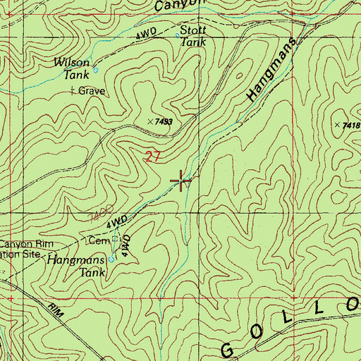 Topographic Map of Hangmans Trail, AZ