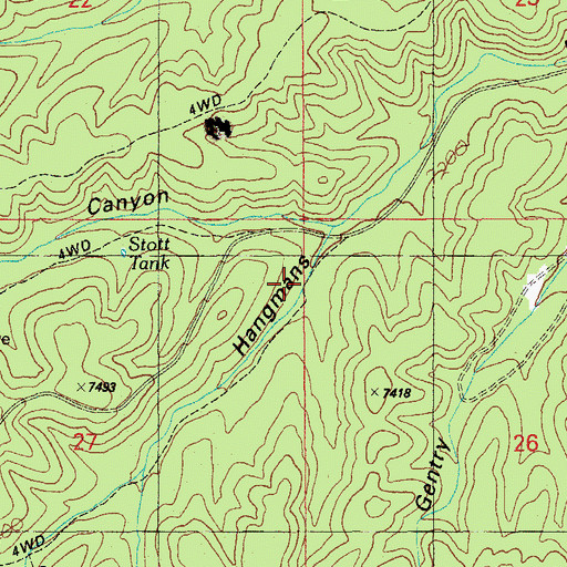 Topographic Map of Hangmans Trailhead, AZ