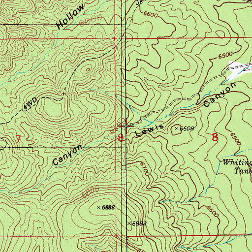Topographic Map of Lewis Tank Number One, AZ