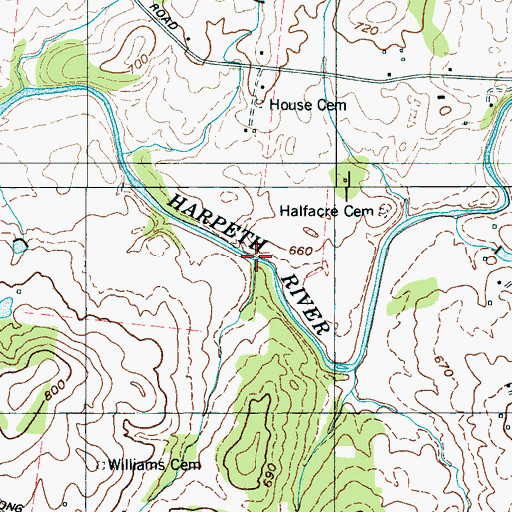 Topographic Map of Bishop Branch, TN